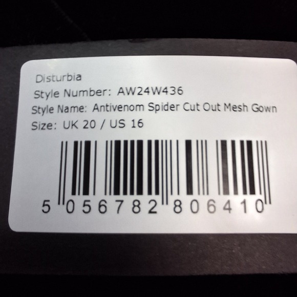 Disturbia Maxi Dress 16 Antivenom Spider Cut Out Mesh Black Velvet Gown Goth - Picture 8 of 10